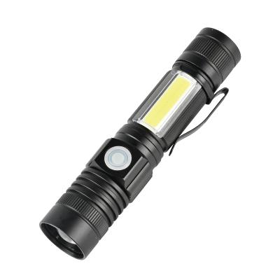 China Outdoor Activity Portable Waterproof COB Side Operate Lightweight Zoomable T6 Usb Rechargeable Led Flashlight With Magnet for sale