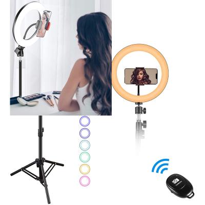 China Portable Shine Beauty Makeup Led Selfie Ring Light, Phone Selfie Tripod Stand 10 18 Inch Phone Led Ring Light for sale