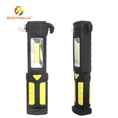 China ROAD Brightenlux Work Light Portable 10W COB Led Safety Hammer Flashlight 3*AA Battery 180 Adjustable Rotate Magnetic Base for sale