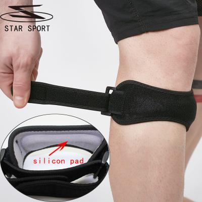 China Breathable Adjustable Elasticity Gym Patella Strap for Running, Fitness Knee Tendon Brace Straps Silicon Protector Adjustable Knee Patella Support for sale