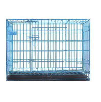 China Dog Kennels Breathable Folding Cages Easy Install Solid Dog Cage Double Door Dog Cages Blue Metal Kennels for sale