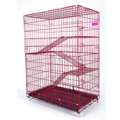 China LJM181 Multiple Size Cat Carrier Cage Indoor Portable Easy Mobile Cages Three Tiers Double Door Breathable Cages For Cats Pet Cages for sale