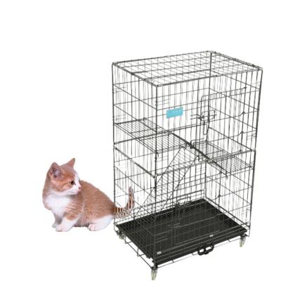 China Breathable Folding Black 4 Floors Rectangle Big Cat Cages Pets Sleeping Activity Cat Cages Pet Cages for sale