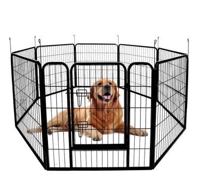 China Breathable Outdoor Octagonal Pet Fence Portable Wire Metal 8 Panels Fence Folding Pet Kennel Exercise Barrier for sale