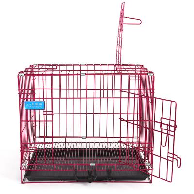 China High Quality Breathable Metal Collapsible Kennel Dog Cage Stainless Steel Two Door Kenneis With Tray Pet Cages for sale