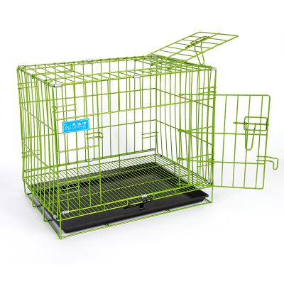 China Rectangle Folding Breathable Portable Dog Cages Solid Metal Dog Crates Double Door Dog Kennel With Cover Pet Cages for sale