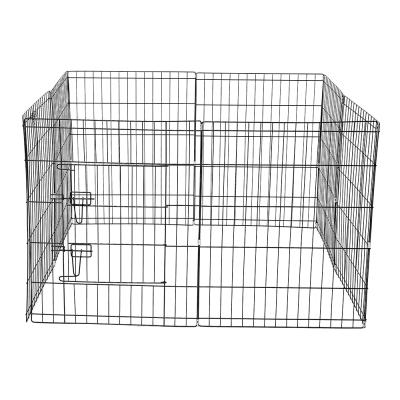 China Pet Material Durable Metal Puppy Playpen Fence Cheap Breathable Temporary Black Double Fence Exercise Lock Pet Cages for sale