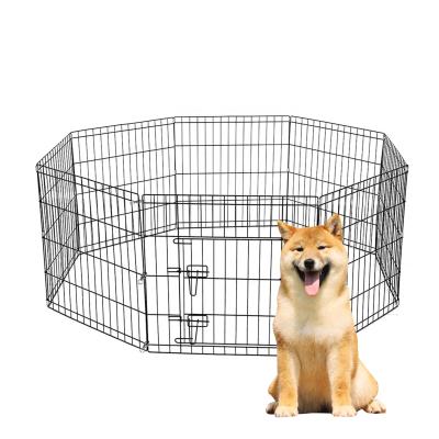 China High Quality Black Electroplating Line Breathable Foldable Fence Pet Metal Dog Cages Durable Eight Panels Puppy Play Fence for sale