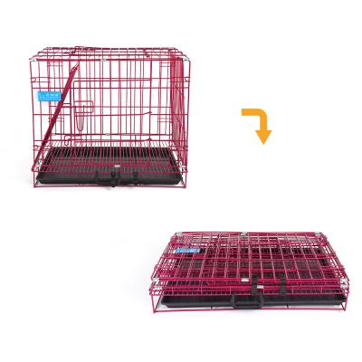 China Breathable Easy Cleaning Portable Collapsible Dog Cage Kennel Dog Crates Large And Strong Dog Crates With 2 Door Pet Crates for sale