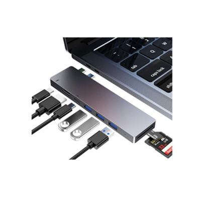 China AOTECH Aluminum 8 in 1 Dual USB C Adapter Hub for MacBook Pro 13