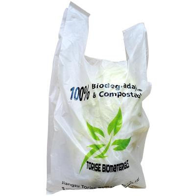 China Handled PLA PBAT 100% Cornstarch Shopping Bags Biodegradable Compostable Grocery Bags for sale