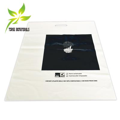 China OK EN13432 BIODEGRADABLE BIODEGRADABLE Compost 100% Custom Die-Cut Handle Bags For Purchasing for sale