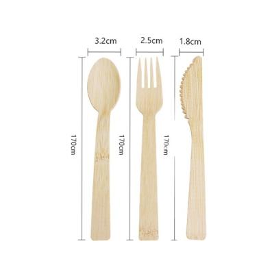 China Amazon Hot Sale Eco-Friendly Disposable Bamboo Dinnerware Flatware Knife Fork Spoon Set Eco-friendly Bamboo Cutlery Set for sale