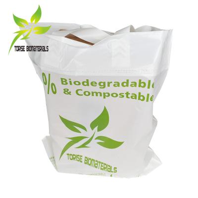 China BIODEGRADABLE 100% compostable loop handle bag for shopping with custom printing for sale