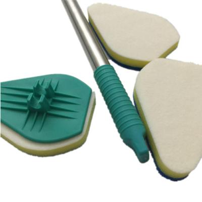 China Sustainable Telescopic Cleaning Brush Triangle Broom Sponge 3 With 1 No Dead Angle Brush for sale