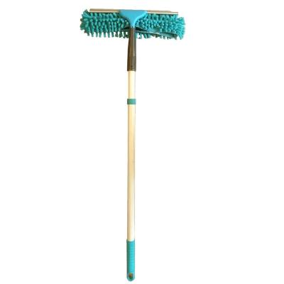 China Sustainable household cleaner two in one telescopic window cleaner and squeegee rubber cleaning brush for sale