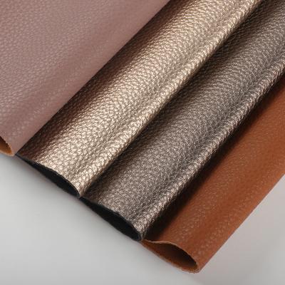 China PU Embossed Rexine Litchi Synthetic Leather For Bags Wallpapers Wallets Shoes Notebooks With Faux Leather Material for sale