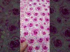 Printed Pink Valentine‘S Day Rose Flower Gretel PU Leather Imitation Cotton Velvet Bottom fabric