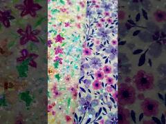 Shiny Spring Flower Printed Glitter cotton velvet bottom PU leather fabric