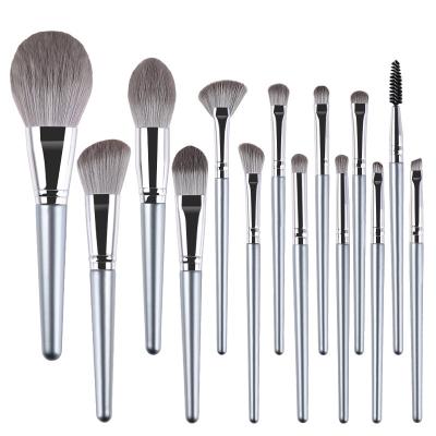 China Angular Blush Amazon Makeup Brush 14 Popular New Wooden Handle Makeup Brush Beauty Tool Kit for sale