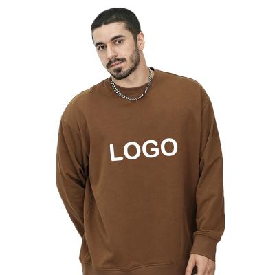 China New Design OEM Anti-wrinkle Crewneck Sweater Solid Custom Logo Drop-Shoulder Sweatshirt Men Hoodies Cotton Pullover for sale