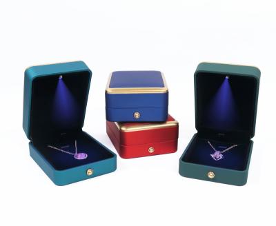 China Ring Box Elegant Style Design Luxury Custom Jewelry Box Led Light Unique Small Ring Box Set Foldable Cover Jewelry Box for sale