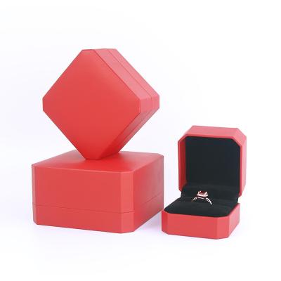 China Ring Box Vellum Red Velvet For Exaggerated Octagon Ring Gift Box Jewelry Box for sale