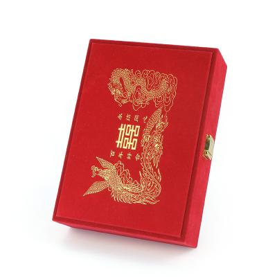 China Ring Box For Dragon And Phoenix Wedding Jewelry Set Gift Box Gold Jewelry Box Party Packaging for sale