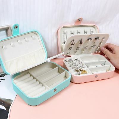 China Travel White Leather Home Storage Box Custom PU Space Portable Multi-Layer Jewelry Storage Jewelry Box for sale