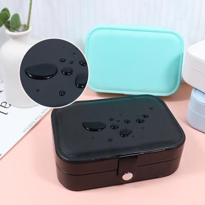 China Women Girls Organizer Jewelry Box Ring Box Logo PU Small Travel Gift Box Necklace Packaging Gift Box Necklace Accessories Leather Storage for sale