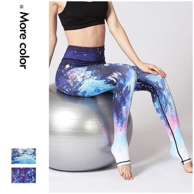 China Women's Antibacterial Soft 3D Wholesale Bulk Workout Printed Gaiters Donna Sportswear Stirrup Yoga Galaxy Leggings for sale