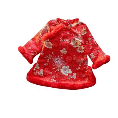 China Preloved geleneksel cin giyim st elbise blue qipao mall kids qipao girl winter baby princess qipao dress traditional style ready made mini chinese long sleeve for casual clothes for sale