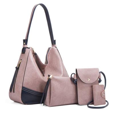 China 2021 Summer Bolsa Woman's Transparent Hot Sale Stylish Tote Bag And Purse PU Leather Shoulder Bag Handbags Set Of 4 Pieces 2020 Set For Women for sale