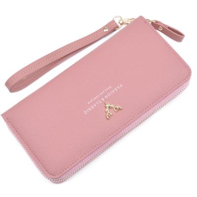 China Minimalist Wallet Long Porte Monnae Femme Black Ladies Purse Wallet Cheap RFID PU Zipper for sale