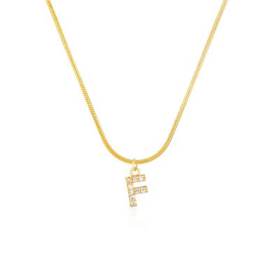 China Graceful Hip Hop Charm Round CZ Shining Cubic Alphabet Letter Word 26 Initial Zircon Snake Chain Pendant Necklace For Women for sale