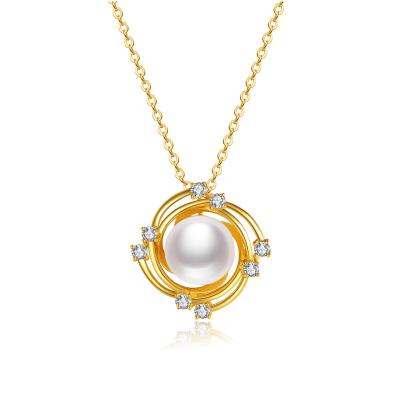 China Wholesale CZ Platinum Plated Pearl Necklace 925 Sterling Silver Sun Goddess Mothers Day Gift Women Jewelry High Quality for sale