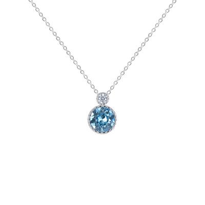 China Austrian blue green green Crystal Heart Of Ocean Female 925 Sterling Silver High Quality Girls Necklace for sale