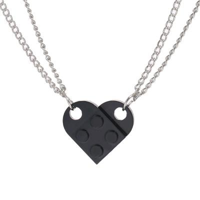 China New Arrival Love Jewelry Women's Graceful Red Black Yellow Building Block Heart Pendant Necklace Jewelry for sale