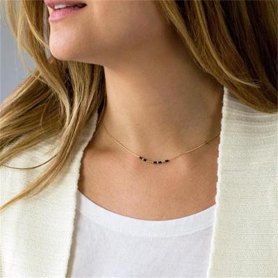 China Graceful Custom Secret Message Gold Plated Beads Couple Personalized Funny Inspirational Words Morse Code Tasty Necklace For Women for sale