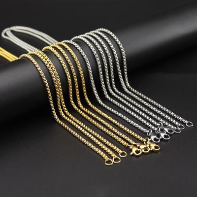 China Gold Plated Round Chains Graceful 2.5mm Daily Wear Hiphop Jewelry Men Women Necklace Stainless Steel Box for sale