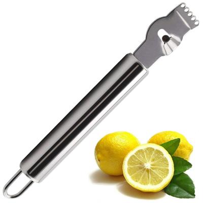 China Sustainable Stainless Steel Lemon Zester Grater With Handle Knife And Hanging Loop for sale