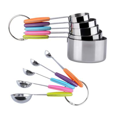 China Viable Kitchen Tools Measuring Mirror Polished Stainless Steel Measuring Cup Spoon 10pcs Sets for sale