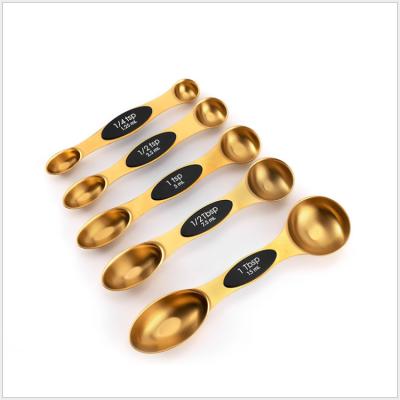 China 5 Viable Stainless Steel Kitchen Double Sided Stackable Gold Dosers Magnetic for sale