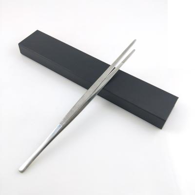 China Sustainable Gift Box Package Serrated Tips Mirror Stainless Steel Cooking Tweezers Tongs Food Clips for sale