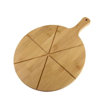 China Sustainable Pizza Tray Cutting Board Bamboo Board With Serving Handle for sale