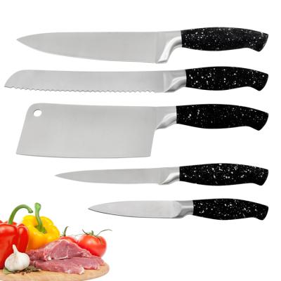 China Sustainable Professional Yangjiang Knife 5pcs Stainless Steel Chef Knife Set For Kitchen for sale