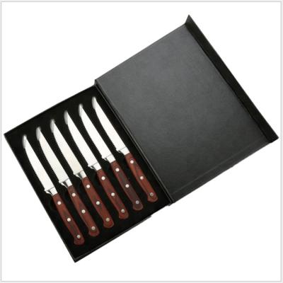 China 6pcs Pakka Handle Viable Classic Wood Steak Knife Set Box Stainless Steel Steak Knives for sale