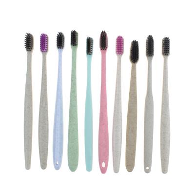 China Eco-friendly Disposable Wheat Straw Toothbrush Biodegradable Wheat Straw Toothbrush for sale