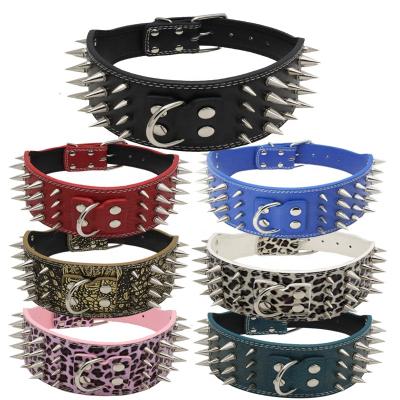 China 2020 different kinds hot selling DETACHED large color anti-bite rivet pu leather dog collar for sale