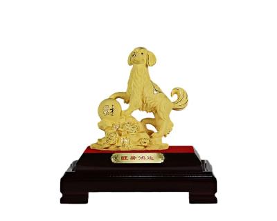 China Chinese Zodiac New Year Gift Souvenir Gold Resin Dog Statue Crafts for sale